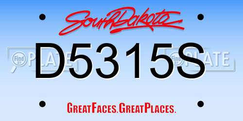 D5315S South Dakota License Plate