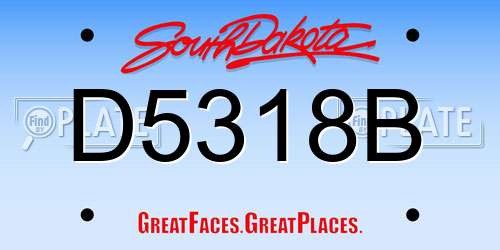 D5318B South Dakota License Plate