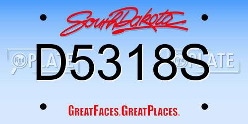 D5318S South Dakota License Plate