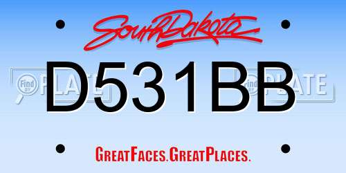 D531BB South Dakota License Plate