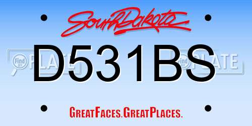 D531BS South Dakota License Plate