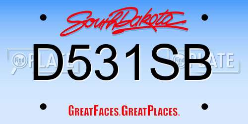 D531SB South Dakota License Plate