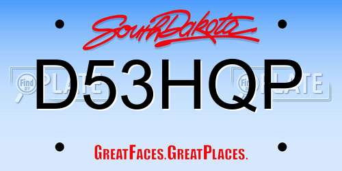D53HQP South Dakota License Plate