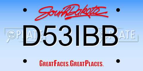D53IBB South Dakota License Plate