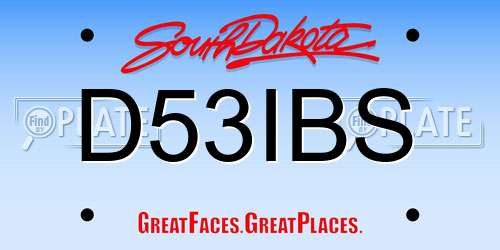 D53IBS South Dakota License Plate