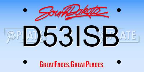 D53ISB South Dakota License Plate