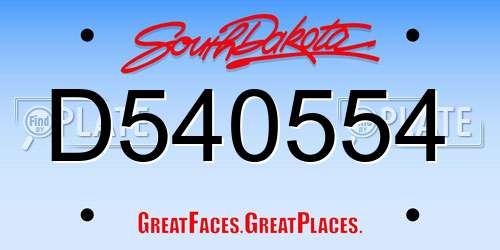 D540554 South Dakota License Plate