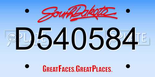 D540584 South Dakota License Plate
