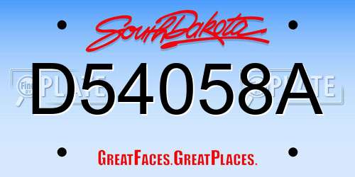 D54058A South Dakota License Plate