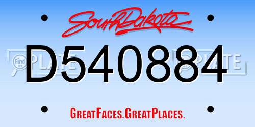 D540884 South Dakota License Plate