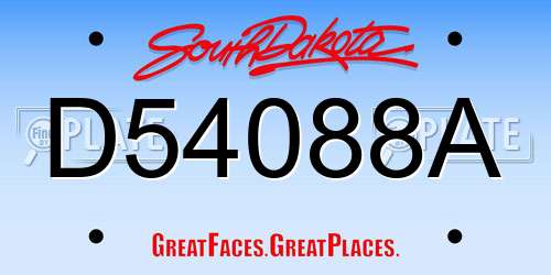 D54088A South Dakota License Plate