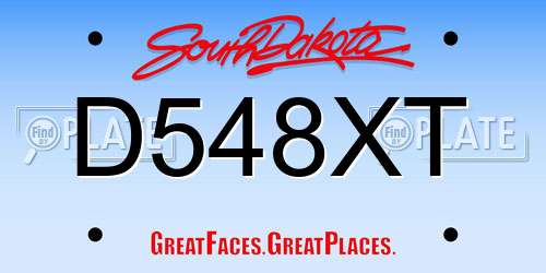 D548XT South Dakota License Plate