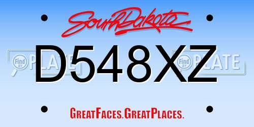 D548XZ South Dakota License Plate