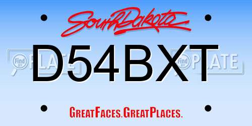 D54BXT South Dakota License Plate