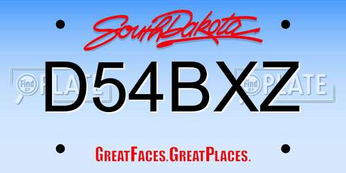 D54BXZ South Dakota License Plate