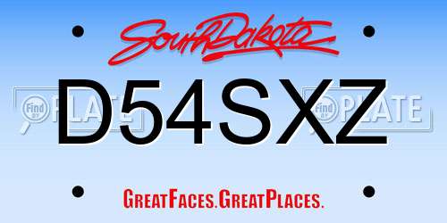 D54SXZ South Dakota License Plate