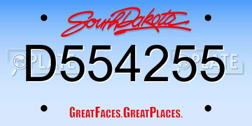 D554255 South Dakota License Plate
