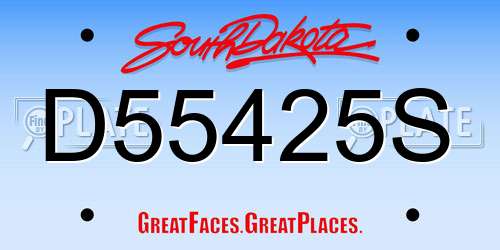 D55425S South Dakota License Plate