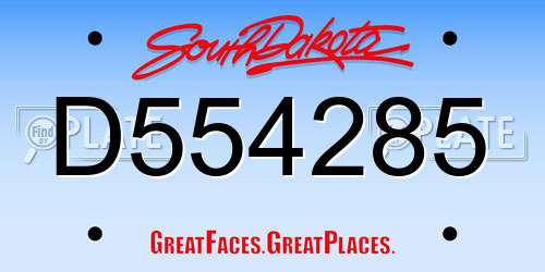 D554285 South Dakota License Plate