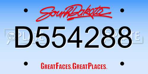 D554288 South Dakota License Plate