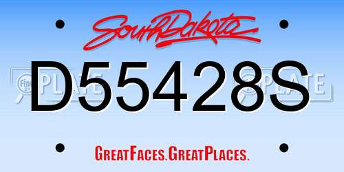 D55428S South Dakota License Plate