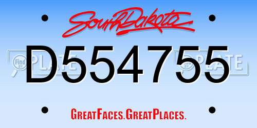 D554755 South Dakota License Plate