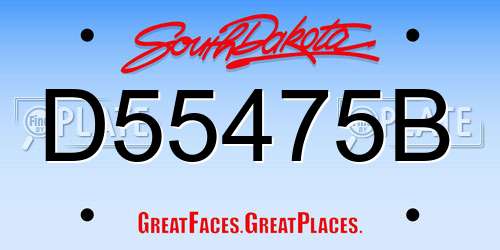 D55475B South Dakota License Plate