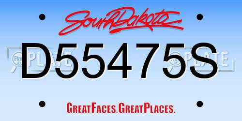 D55475S South Dakota License Plate
