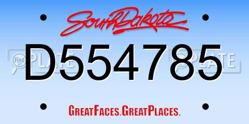 D554785 South Dakota License Plate