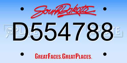 D554788 South Dakota License Plate