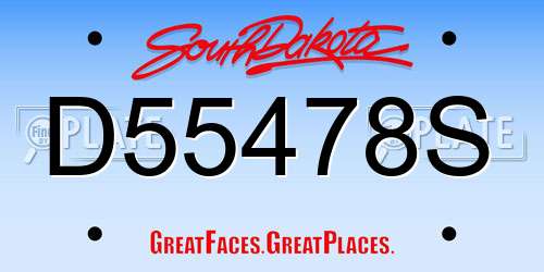 D55478S South Dakota License Plate