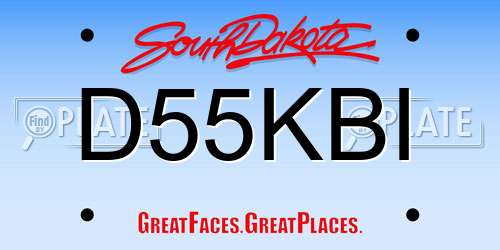 D55KBI South Dakota License Plate