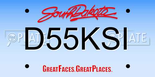 D55KSI South Dakota License Plate