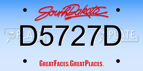 D5727D South Dakota License Plate