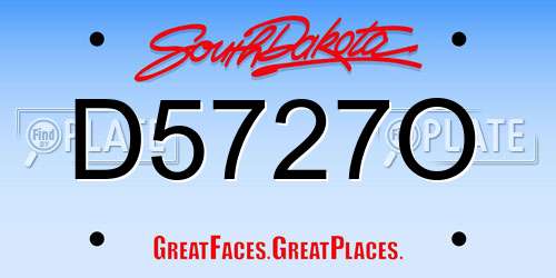 D5727O South Dakota License Plate