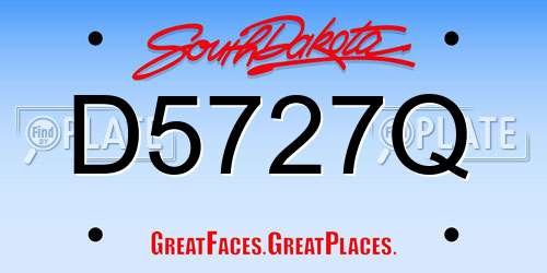 D5727Q South Dakota License Plate
