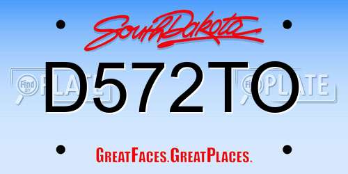 D572TO South Dakota License Plate