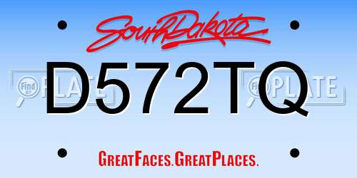 D572TQ South Dakota License Plate