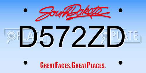 D572ZD South Dakota License Plate