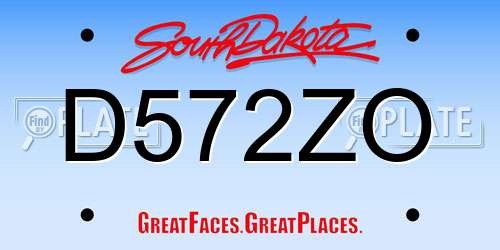 D572ZO South Dakota License Plate
