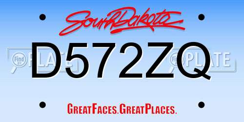 D572ZQ South Dakota License Plate