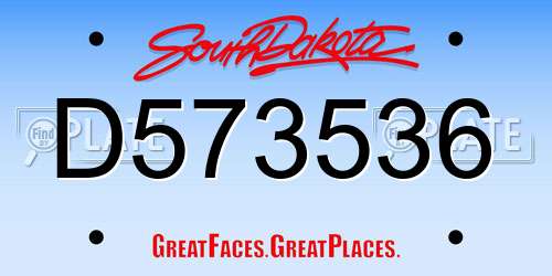 D573536 South Dakota License Plate