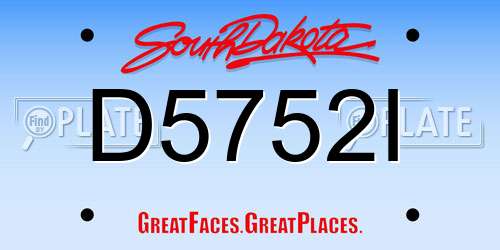 D5752I South Dakota License Plate
