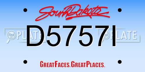 D5757I South Dakota License Plate