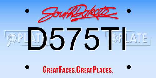D575TI South Dakota License Plate