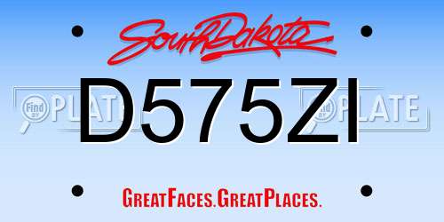 D575ZI South Dakota License Plate