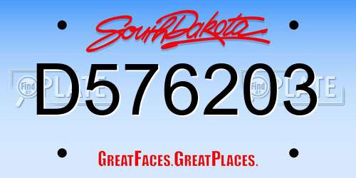 D576203 South Dakota License Plate