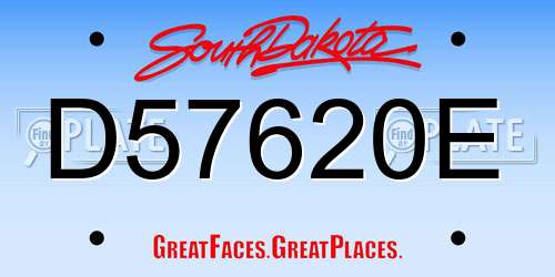 D57620E South Dakota License Plate