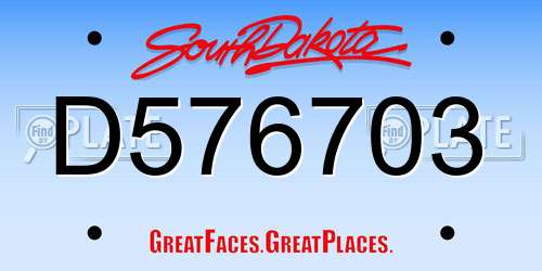 D576703 South Dakota License Plate