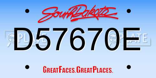 D57670E South Dakota License Plate